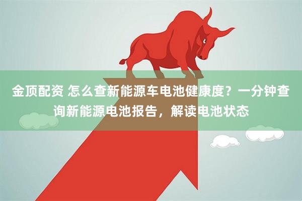 金顶配资 怎么查新能源车电池健康度？一分钟查询新能源电池报告，解读电池状态